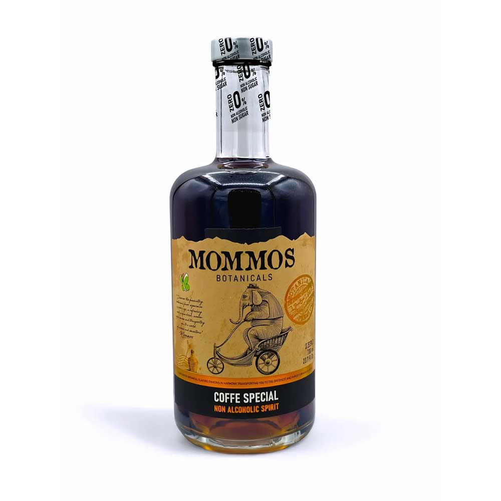 Botella de licor sin alcohol MOMMOS Coffee Special sabor café.