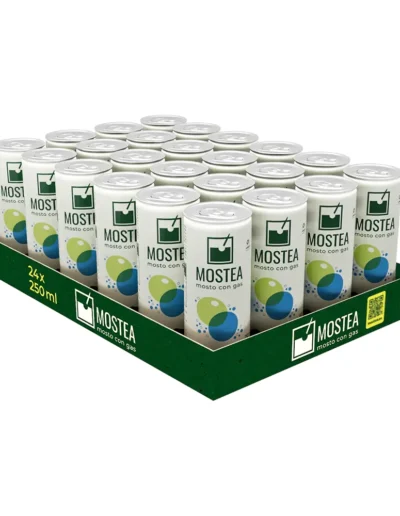 Caja de 24 latas de MOSTEA mosto con gas de 250 ml.