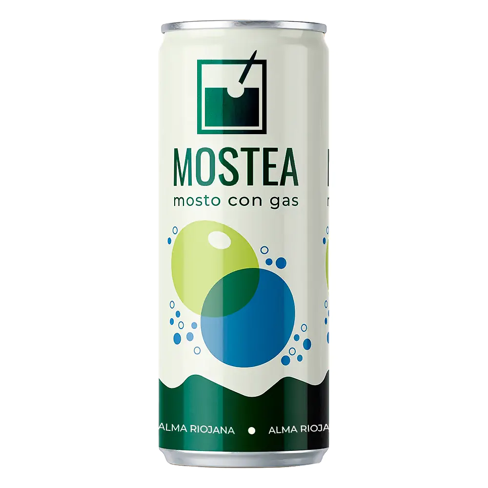 Lata de MOSTEA mosto con gas de 250 ml.